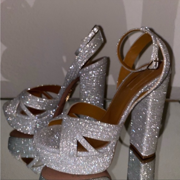 New Aquazzura Sundance Platform Glitter Sandals 40 $950 - Picture 3 of 14